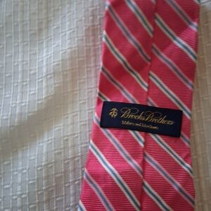 Brooks Brothers Pink Blue White Striped Silk Tie